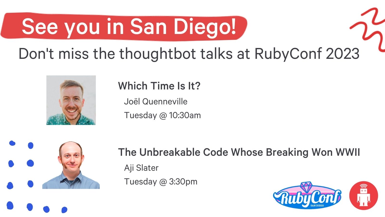 Highlighting two thoughtbot talks at RubyConf 2023 from Joel and Aji