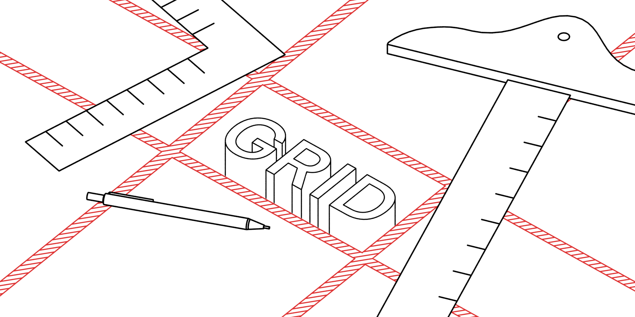 Illustration of a CSS grid being drawn