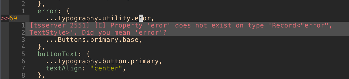 an image of a typo in a code editor with a TypeScript compiler warning indicating that there is a typo.